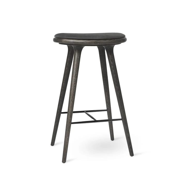High stool krzesło barowe Mater niskie 69 cm - skóra czarna, dąb sirka grey - Mater