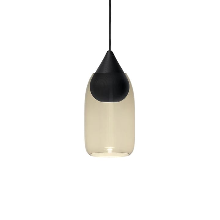Liuku Drop lampa wisząca - szkło przydymione, lipa lakierowana na czarno - Mater