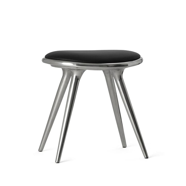 Mater stołek - Skórzany czarny, aluminium stojak - Mater