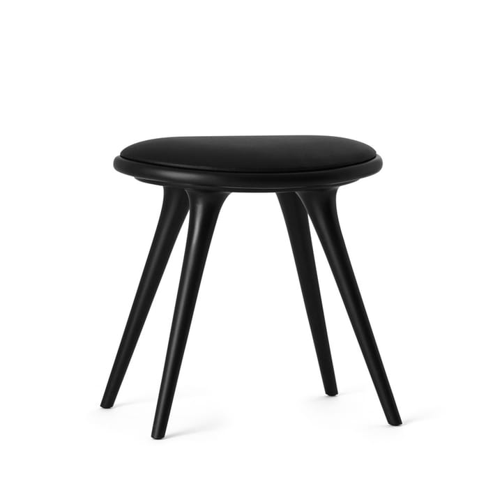 Mater stołek - Skórzany czarny, stojak barwiony na czarno - Mater