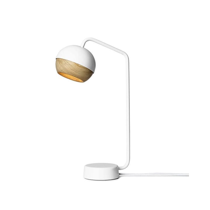 Ray lampa stołowa - white, dębowy detal na kloszu - Mater