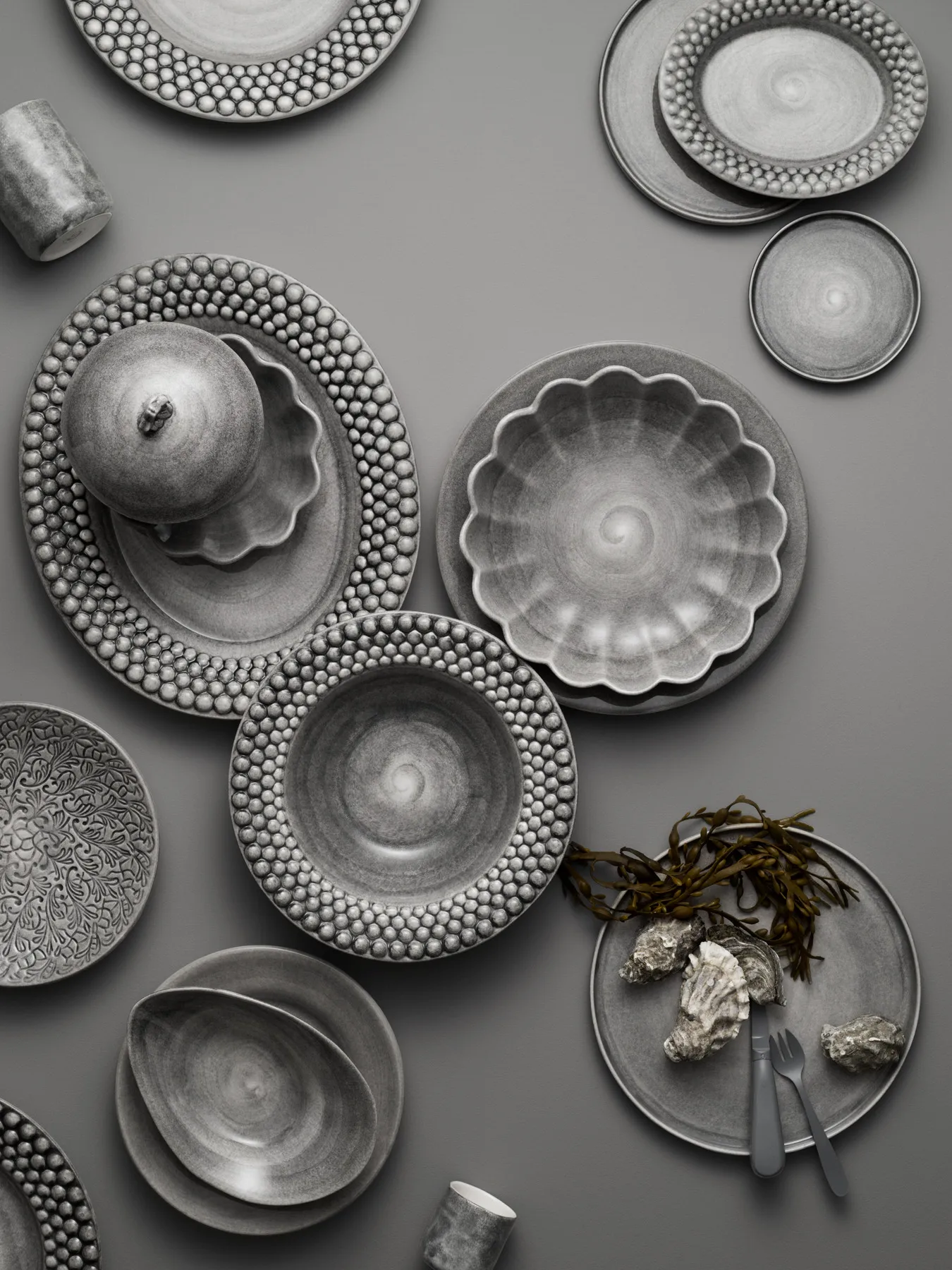 Naczynie owalne Bubbles 35 cm, Szary Mateus