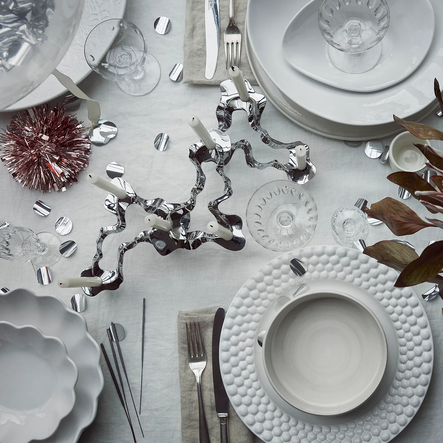 Talerz Bubbles 28 cm, Biały Mateus