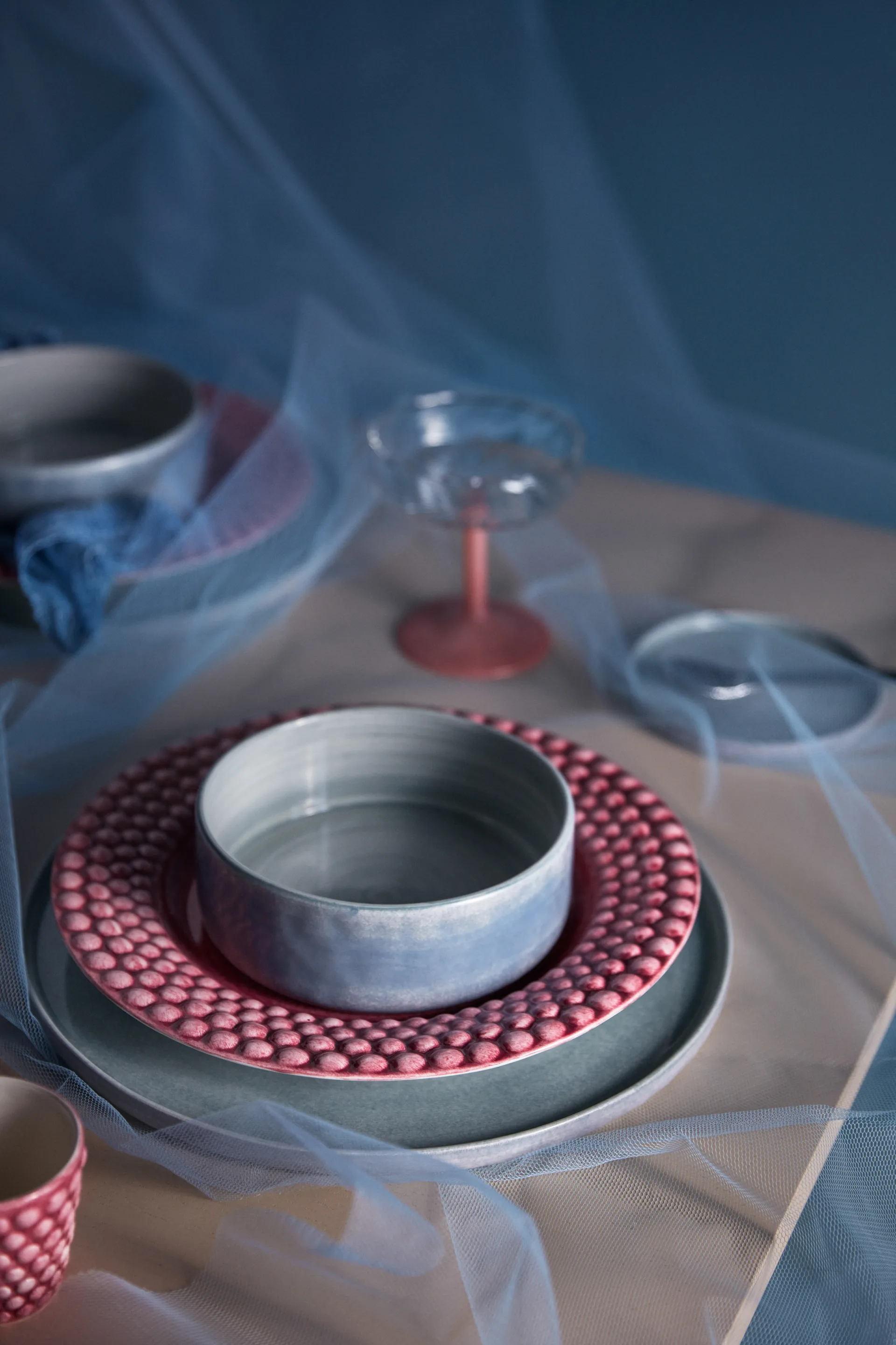 Talerz do zupy Bubbles 25 cm, Różowy Mateus