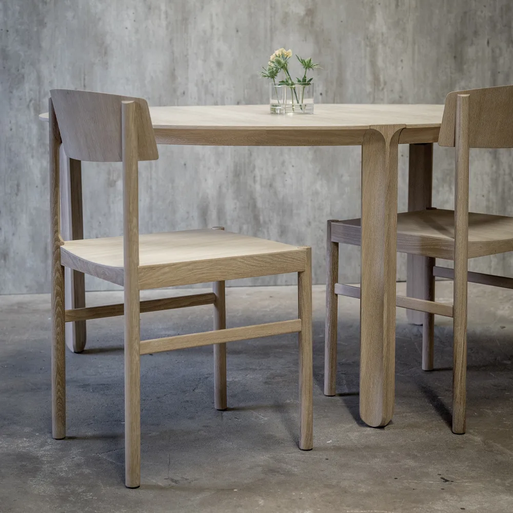 Stół do jadalni Amora, okrągły, dąb bielony woskowany Mavis