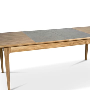 Stół do jadalni Höllviken - Dąb bielony matowy lakier-1 wkład-beżowe MDF á 50 cm - Mavis