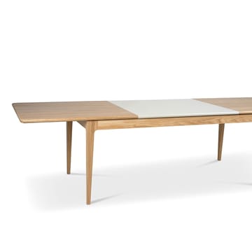 Stół do jadalni Höllviken - Dąb bielony matowy lakier-1 wkład-beżowe MDF á 50 cm - Mavis