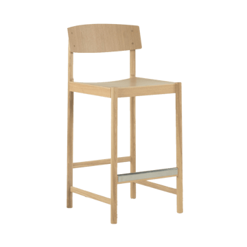Stołek barowy Rod 65 cm - Dębowy, matowy lakierowany bielony - Mavis