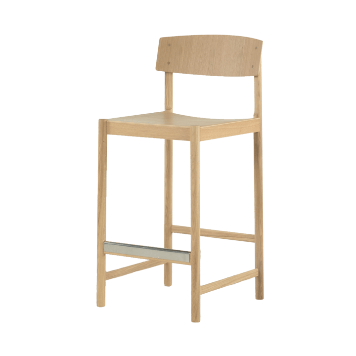 Stołek barowy Rod 65 cm - Dębowy, matowy lakierowany bielony - Mavis