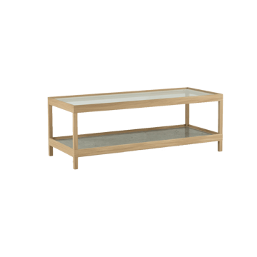 Stolik kawowy Ima 125x50 cm - Dąb matowy lakier bielony, wapień - Mavis