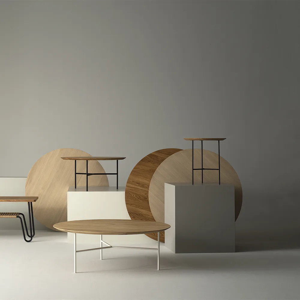 Stolik kawowy Tribeca, dąb mydlony rustykalny, czarne nogi, ø80 Mavis