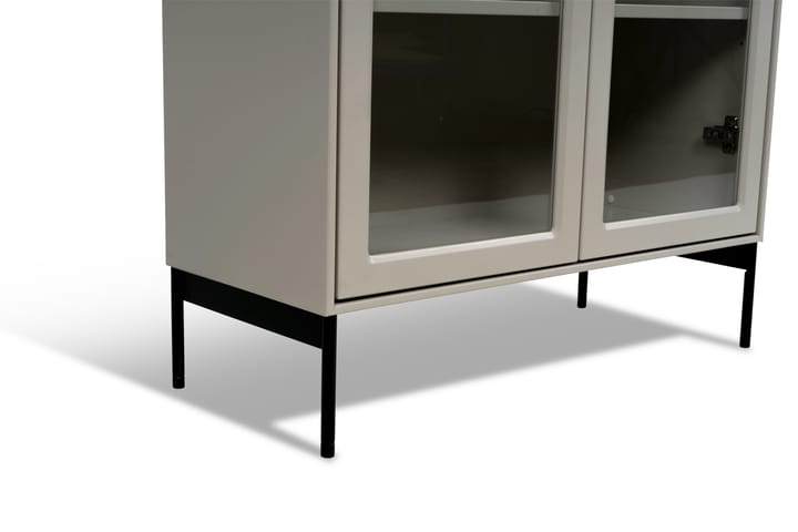 Witryna Volt 130 cm beżowa, Detale w czerni Mavis