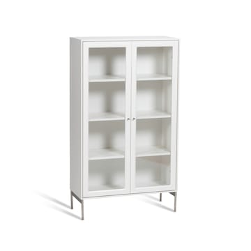 Witryna Volt 130 cm lakierowana na biało - Detale ze stali nierdzewnej - Mavis