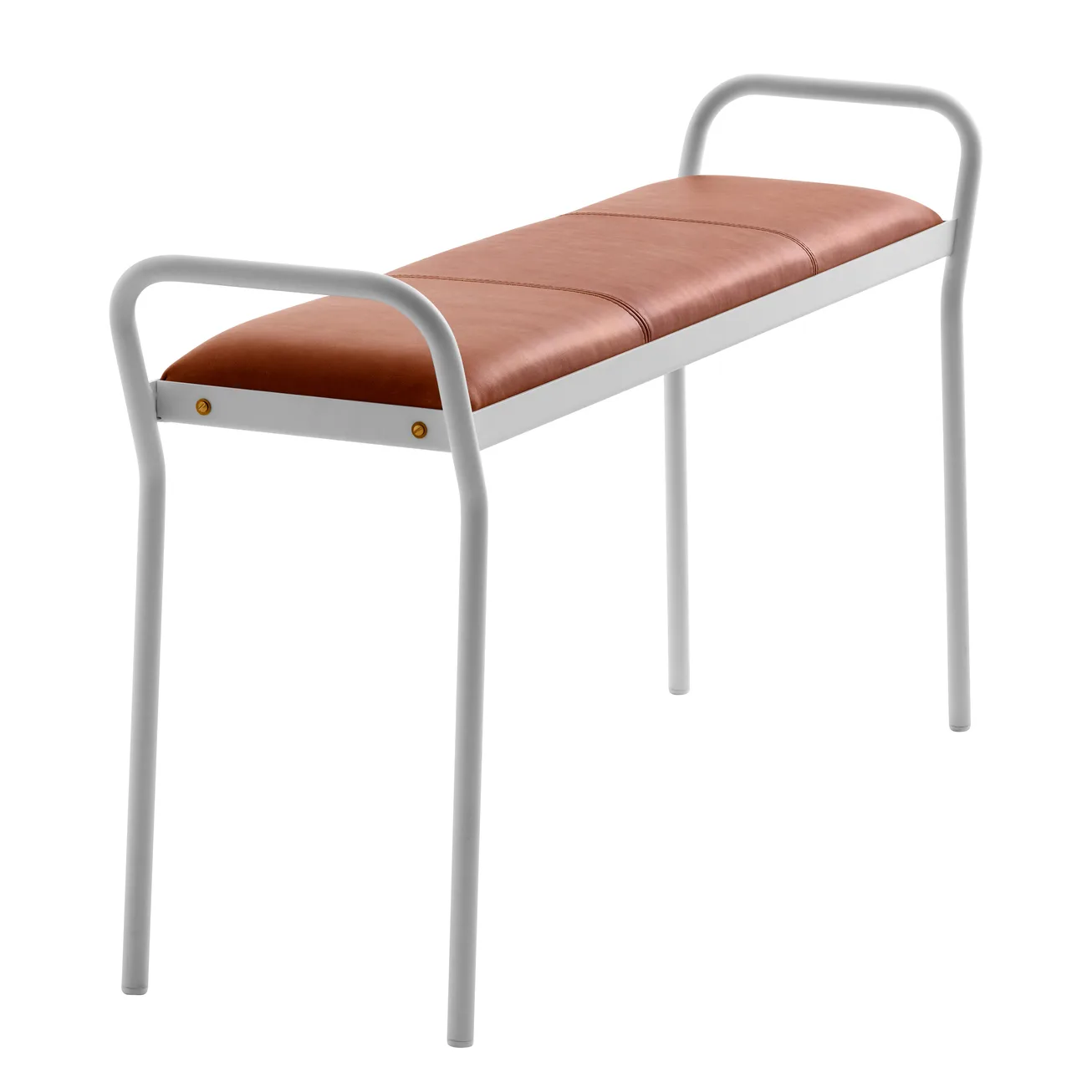 Anytwo stołek, Biały-vintage cognac Maze