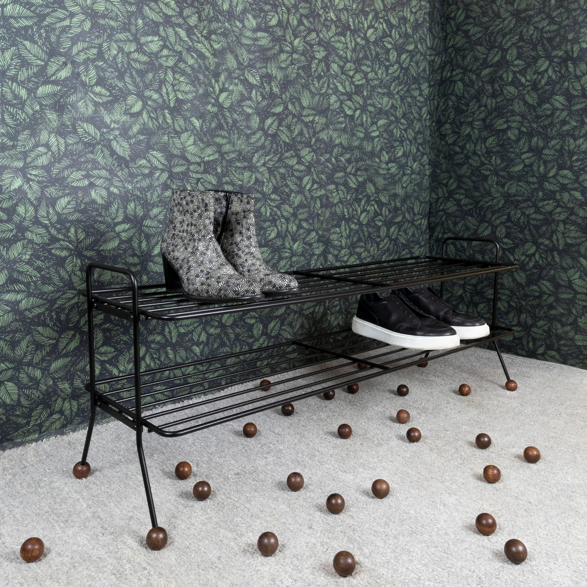 Bill Shoe Shelf L, Czarny-ciemnobrązowy Maze