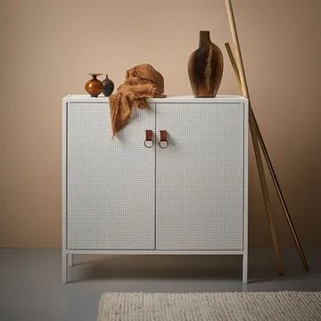 Liza gabinet - biały, skórzane detale - Maze