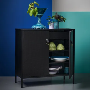 Liza gabinet - czarny, skórzane detale - Maze