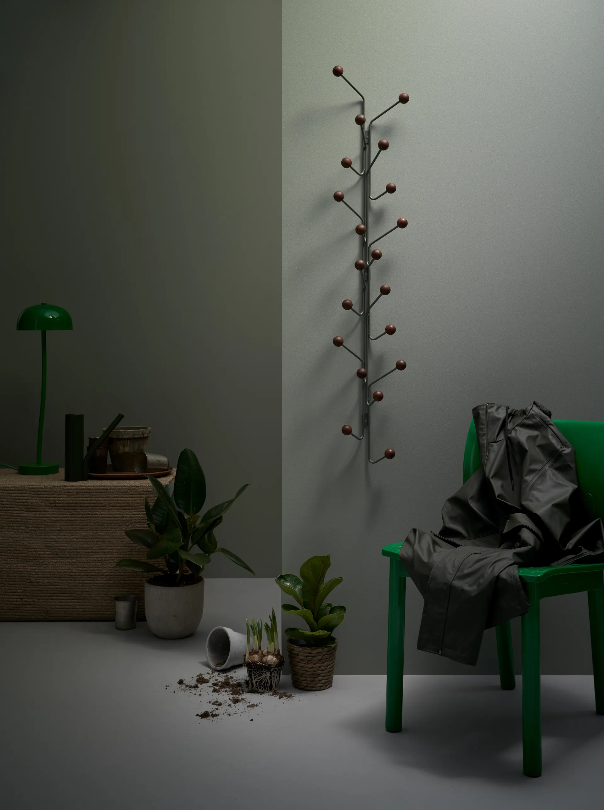 Pionowy wieszak na ubrania, Zielono-ciemnobrązowy Maze