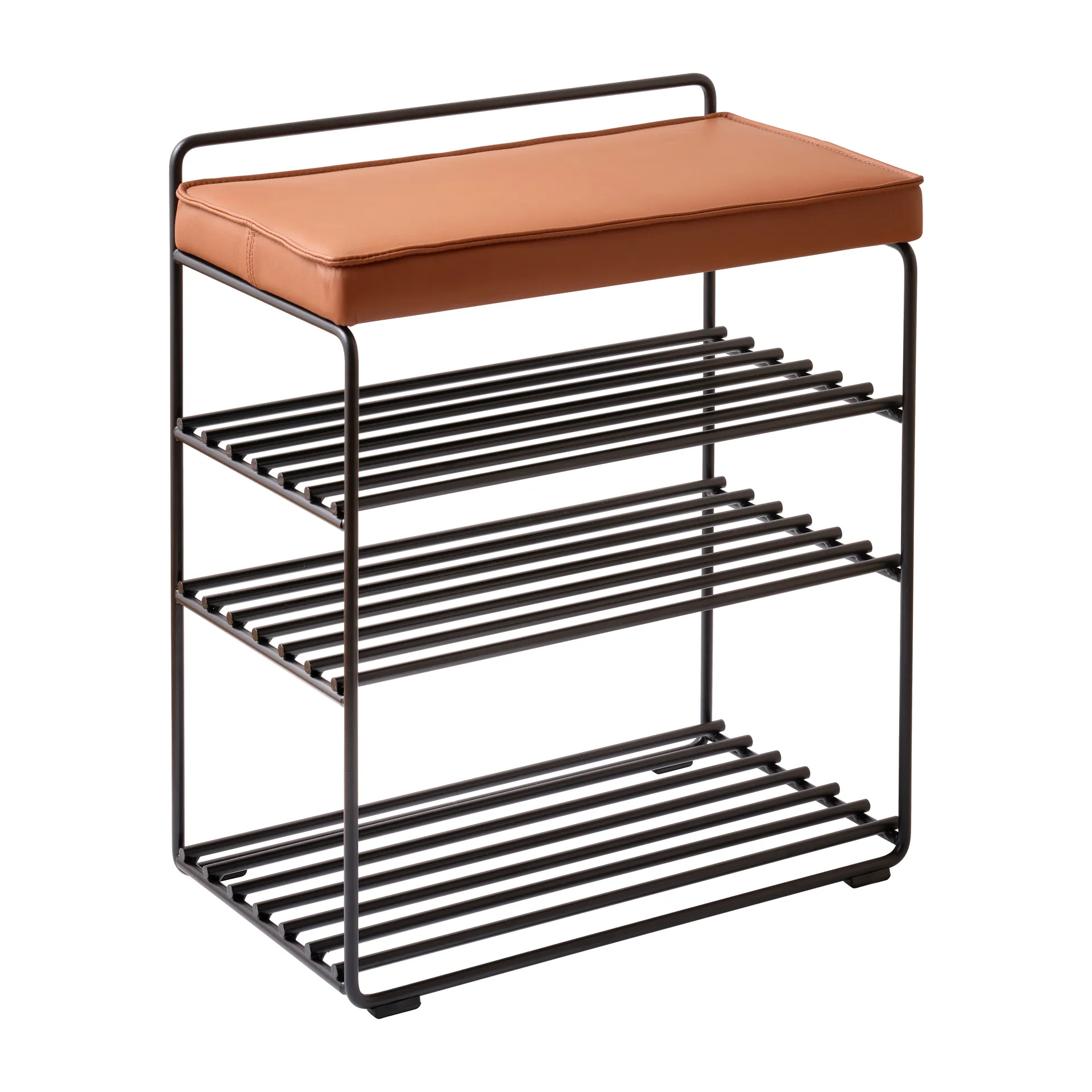 Półka stojąca Lower East Seat 50x28x58 cm, Black-cognac leather Maze
