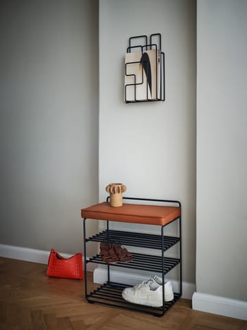 Półka stojąca Lower East Seat 50x28x58 cm - Black-cognac leather - Maze