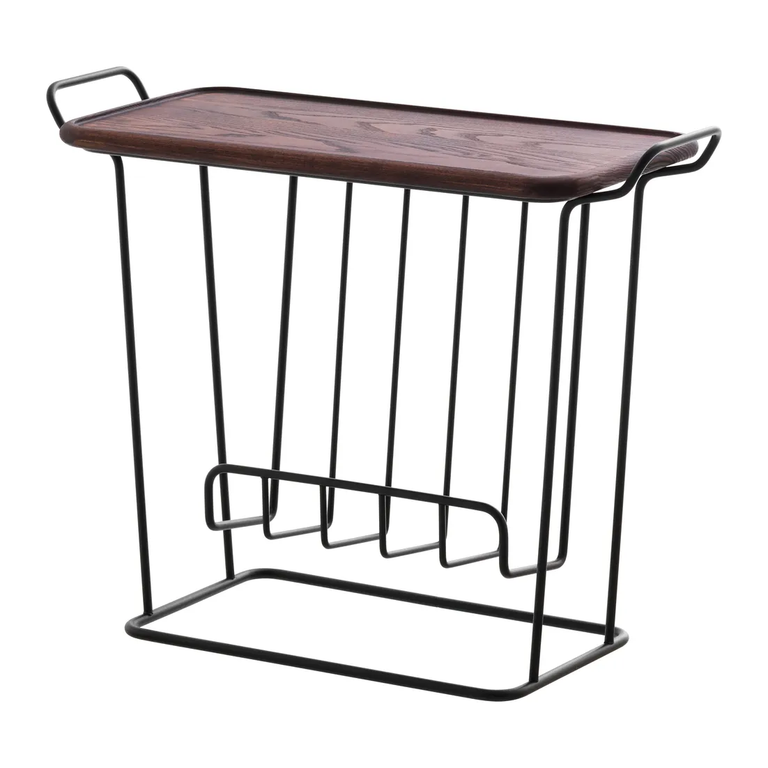 Stolik z tacą Minnie Mae Wood, Czarny-ciemny popielaty Maze