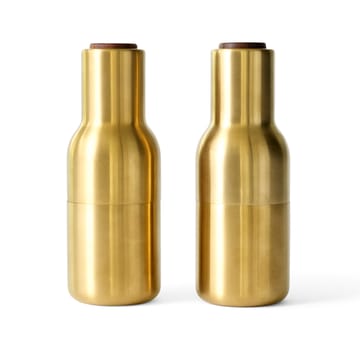 Bottle Grinder młynek do przypraw metalowy 2-pak - Szczotkowany mosiądz (nakładka z orzecha) - MENU
