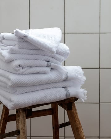 Meraki ręcznik biały z szarymi paskami 3-pak - 30x30 cm - Meraki
