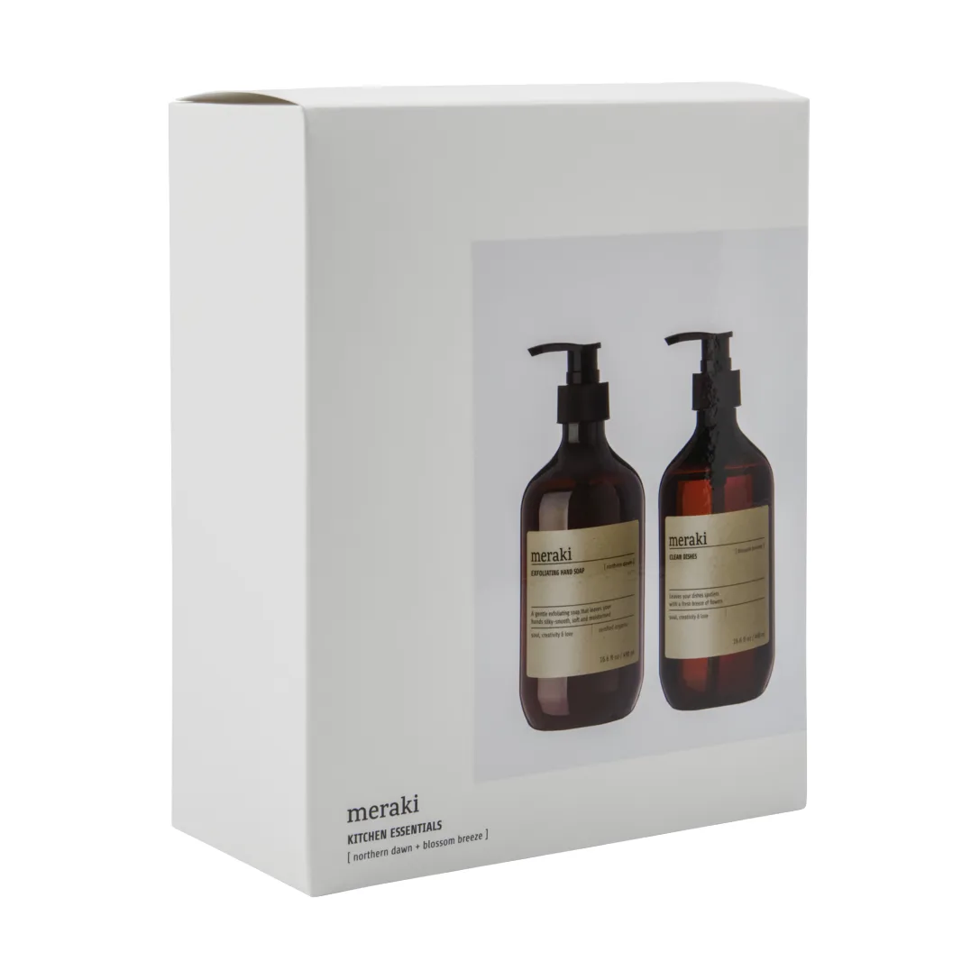 Zestaw upominkowy Meraki, mydło i płyn do naczyń, Exfoliating Northern star, Blossom breeze Meraki