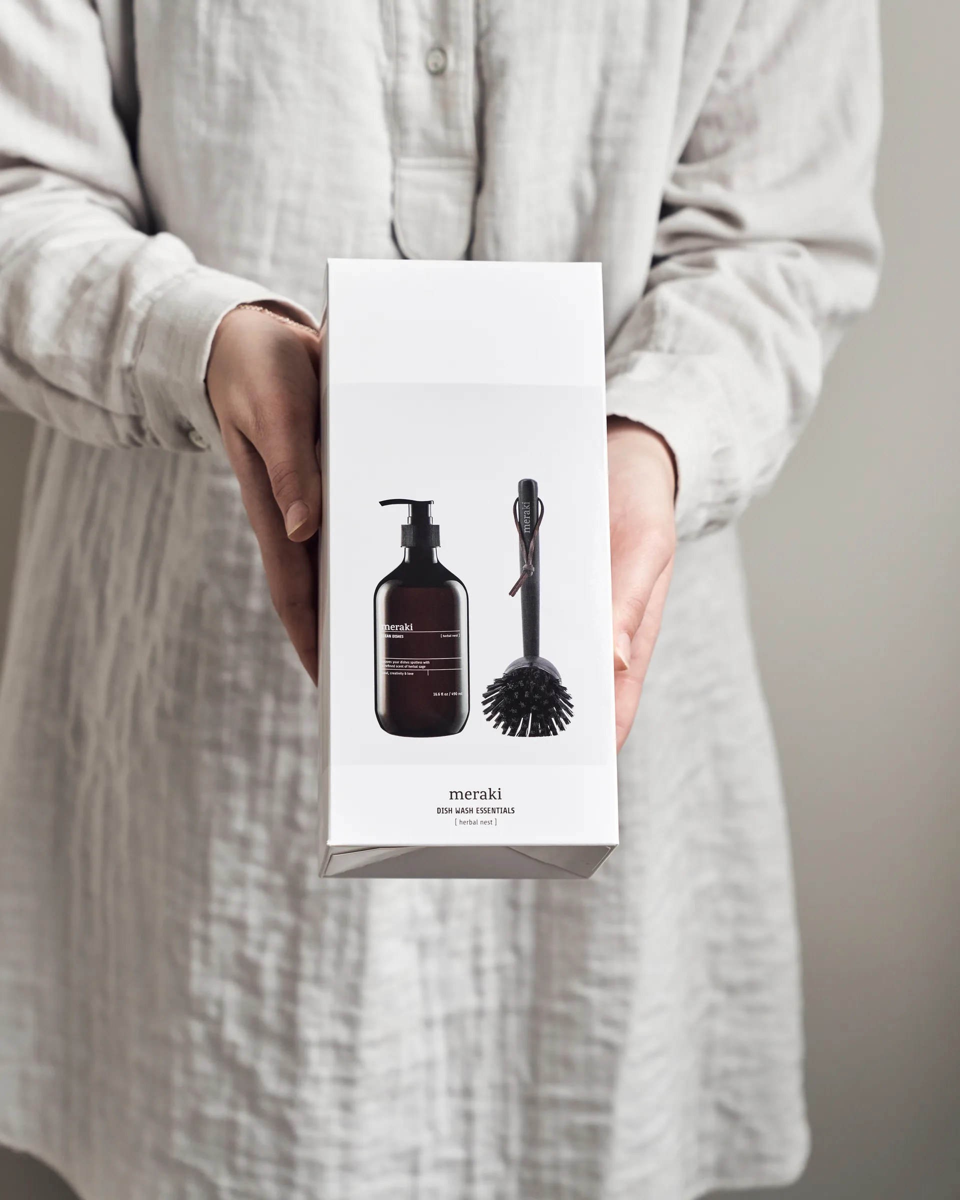Zestaw upominkowy Meraki środek i szczotka do mycia naczyń, Herbal nest Meraki