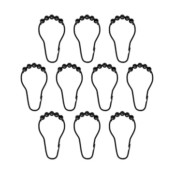 Aqua haczyki do zasłony prysznicowej 10 szt - Czarny - Mette Ditmer