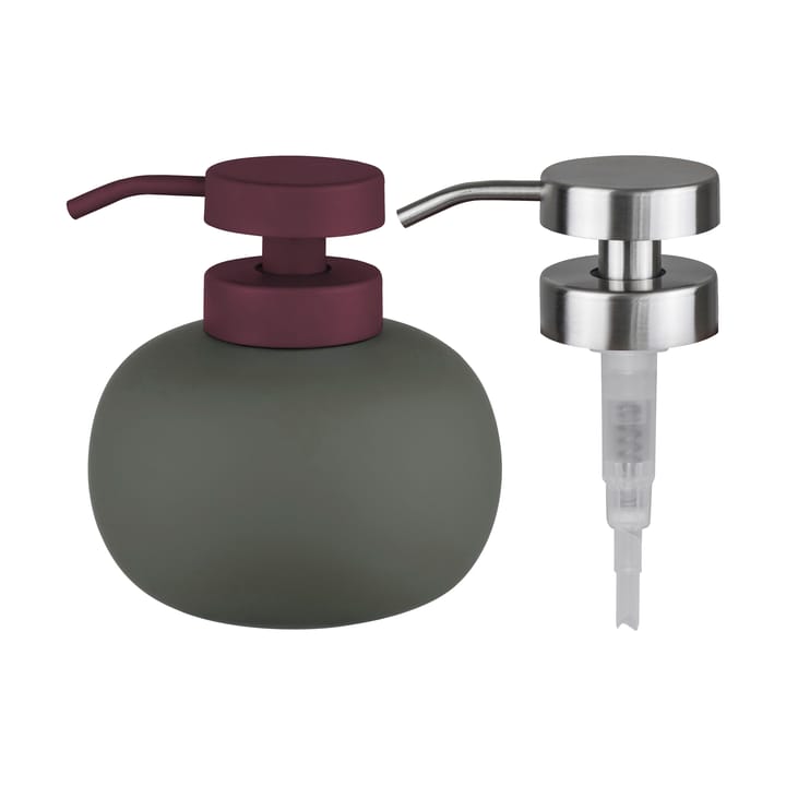 Dozownik do mydła Lotus play niski, w zestawie 2 głowice  - Dark olive - Mette Ditmer