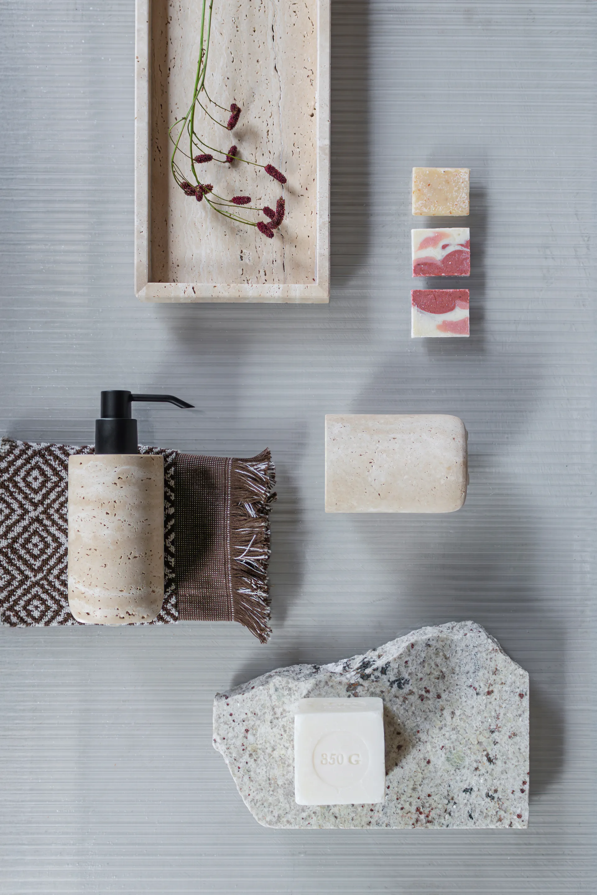 Dozownik do mydła Travertine 17,5 cm, Linen Mette Ditmer