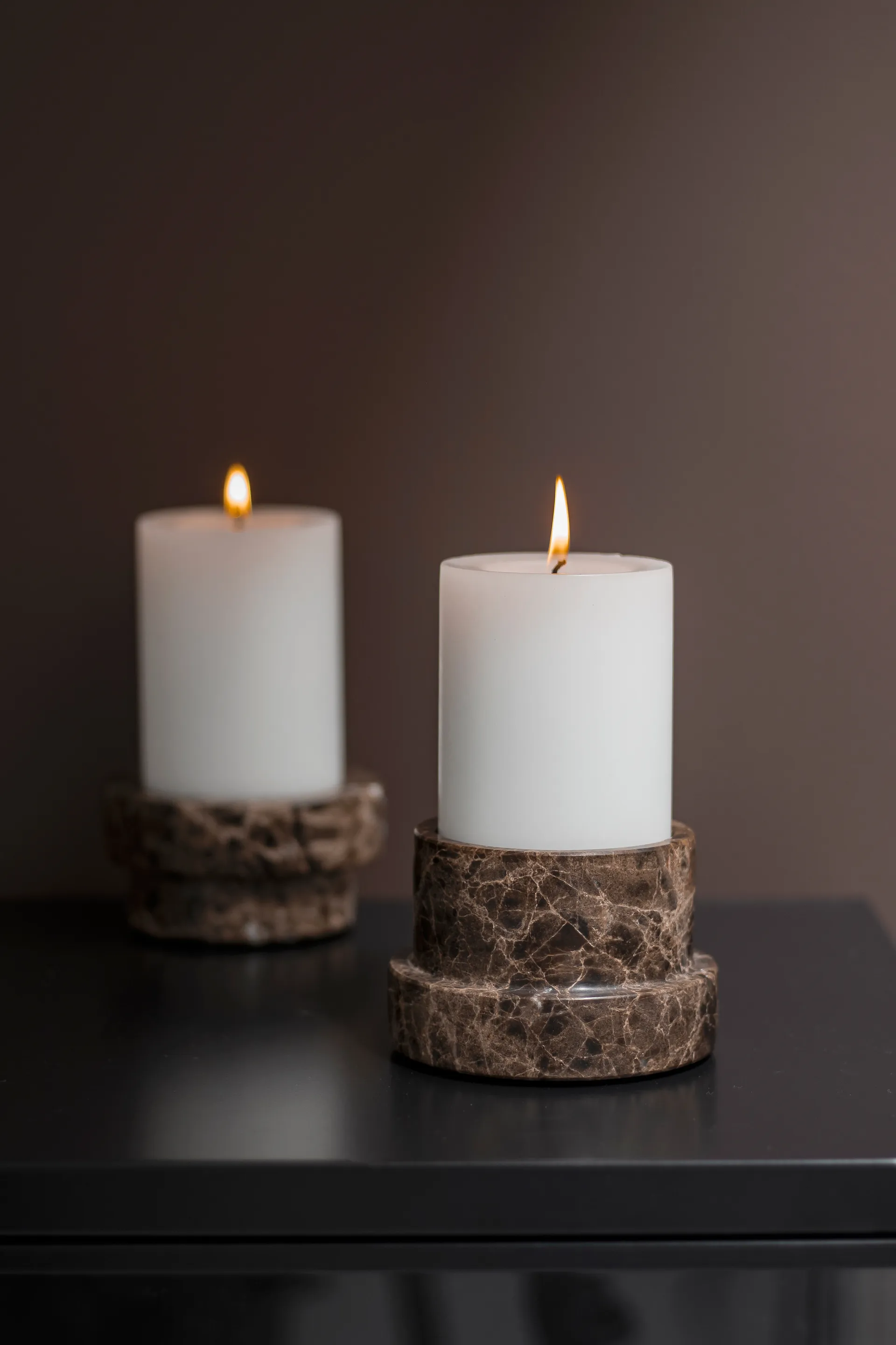 Marble świecznik 6,5 cm, brązowy Mette Ditmer