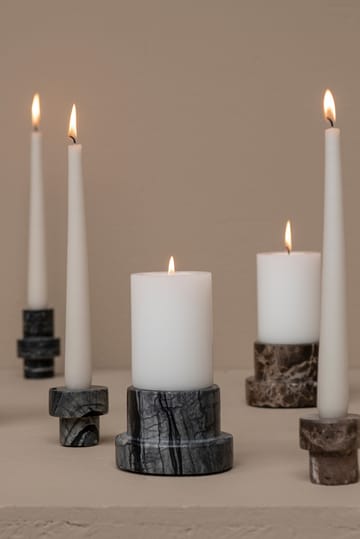 Marble świecznik 6,5 cm - Czarny-szary - Mette Ditmer