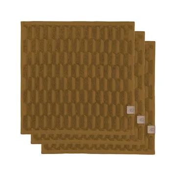 Ręcznik do rąk Geo 30x30 cm 3-pak - Curry - Mette Ditmer