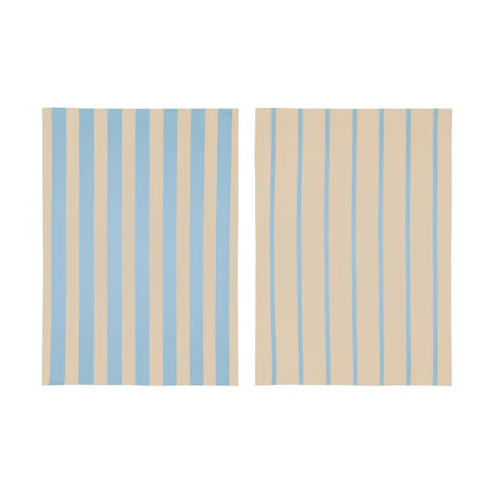Ręcznik kuchenny Stripes 50x70 cm 2 szt. - Blue-Beige (niebiesko-beżowy), 50x70 cm - Mette Ditmer