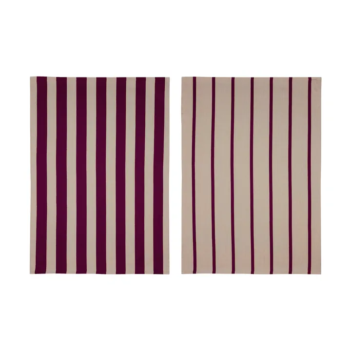 Ręcznik kuchenny Stripes 50x70 cm 2 szt. - Red-Beige (czerwono-beżowy), 50x70 cm - Mette Ditmer