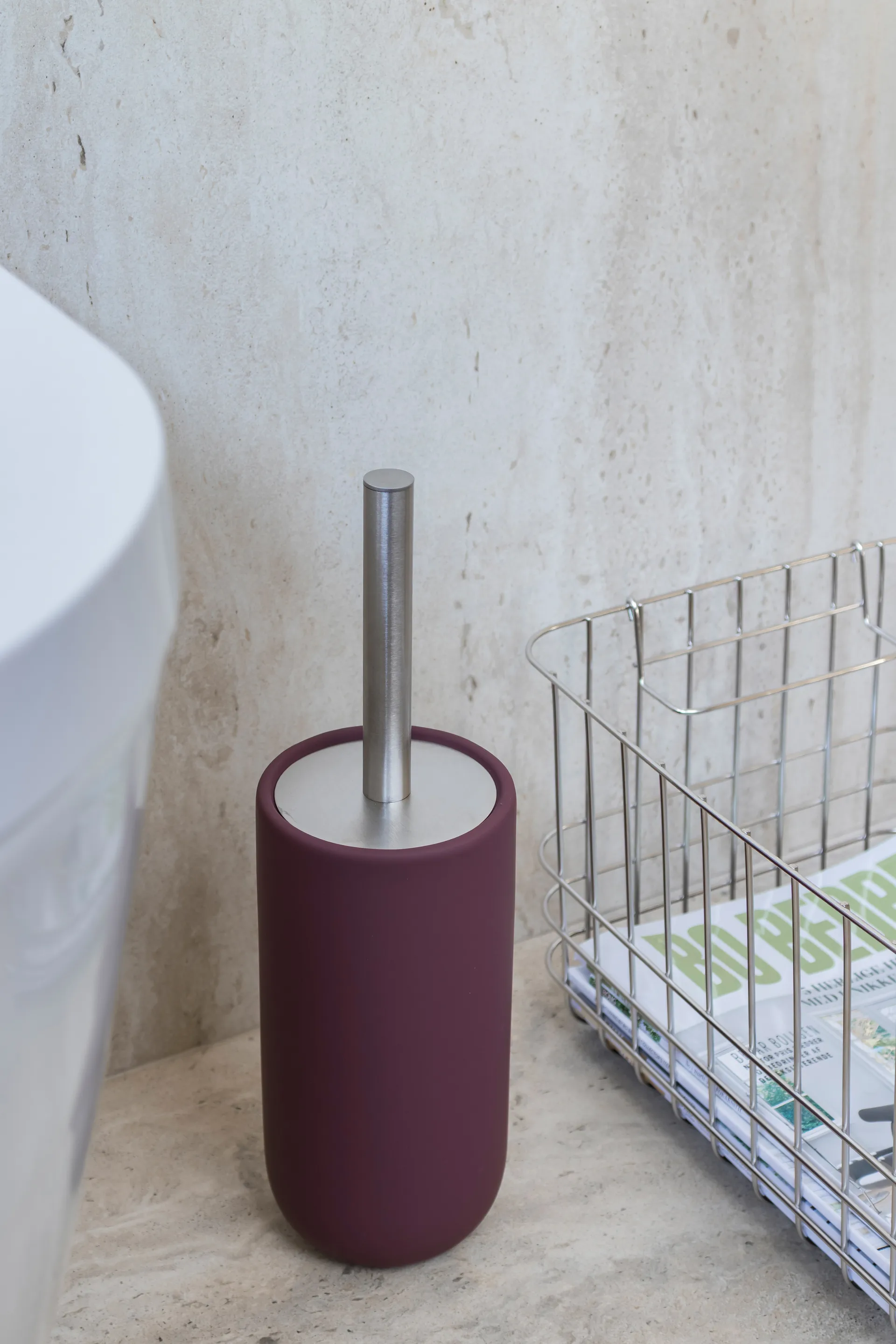 Szczotka do toalety Lotus play, w zestawie 2 wymienne główki, Wine Mette Ditmer