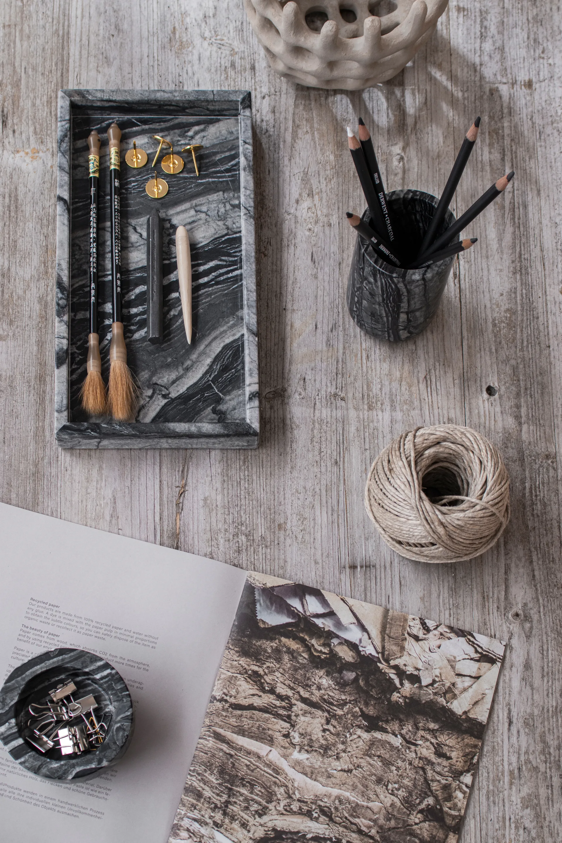 Taca dekoracyjna Marble 16x31 cm, Czarny-szary Mette Ditmer