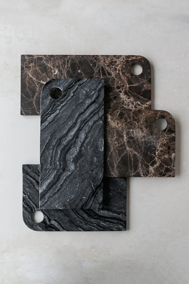 Taca do serwowania Marble Large 18x38 cm - Black-grey - Mette Ditmer