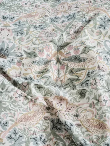 Morris & Co. Strawberry Thief Poszwa na kołdrę - Zielona 150x210 cm - Mille Notti