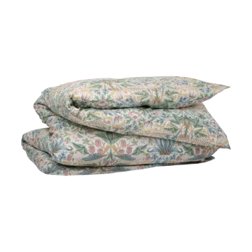 Morris & Co. Strawberry Thief Poszwa na kołdrę - Zielona, 220x220 cm - Mille Notti