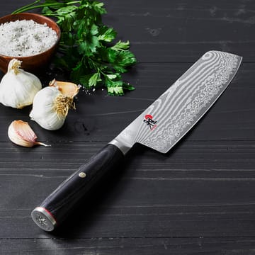 Nóż do owoców prostokątny Raw 5000FCD nakiri, 17 cm - Damaskus-czarny - Miyabi