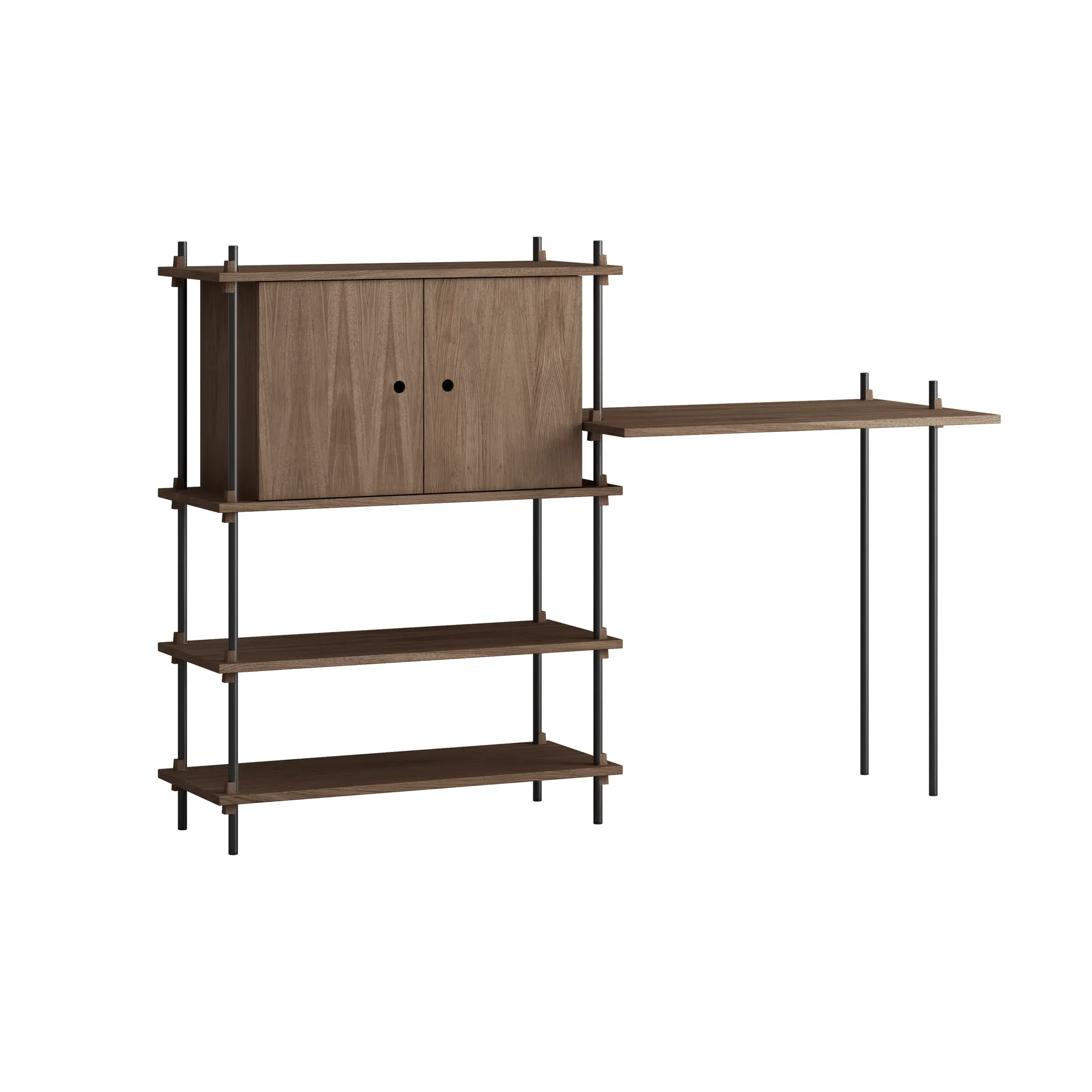 Moebe shelving system s.115.2.D, Dąb wędzony - czarny MOEBE