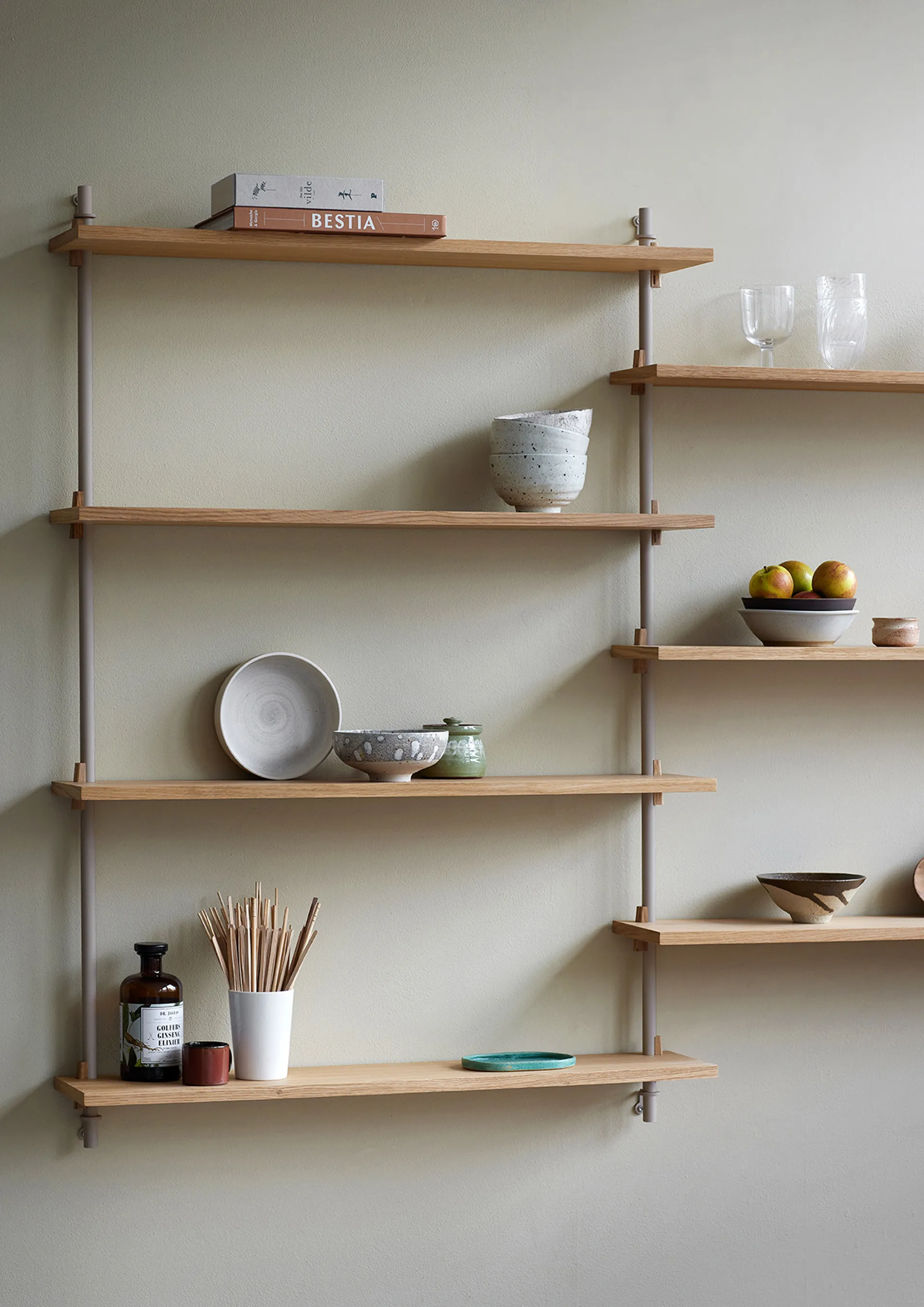 Półka ścienna Wall Shelving, Dąb wędzony-warm grey, 92×85×17,5 cm, WS.85.1 MOEBE