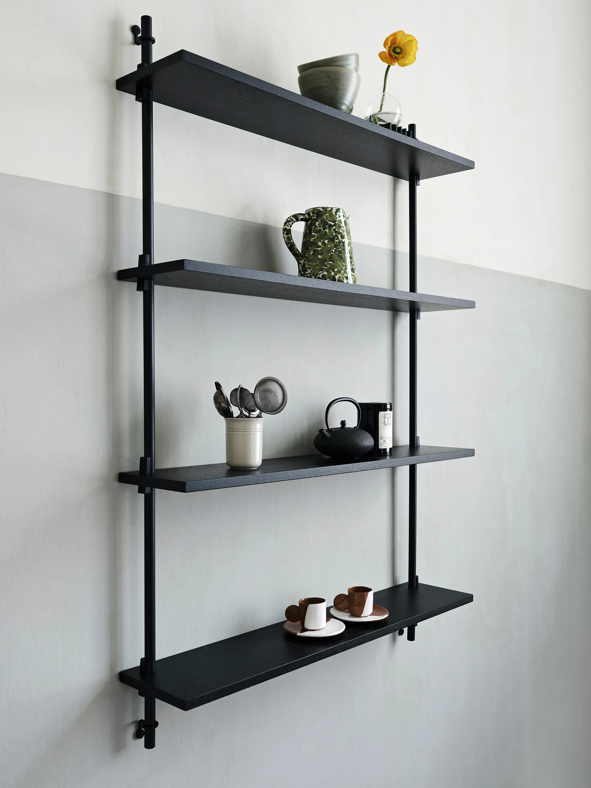 Półka ścienna Wall Shelving, Dąb wędzony-white, 92×115×17,5 cm, WS.115.1 MOEBE