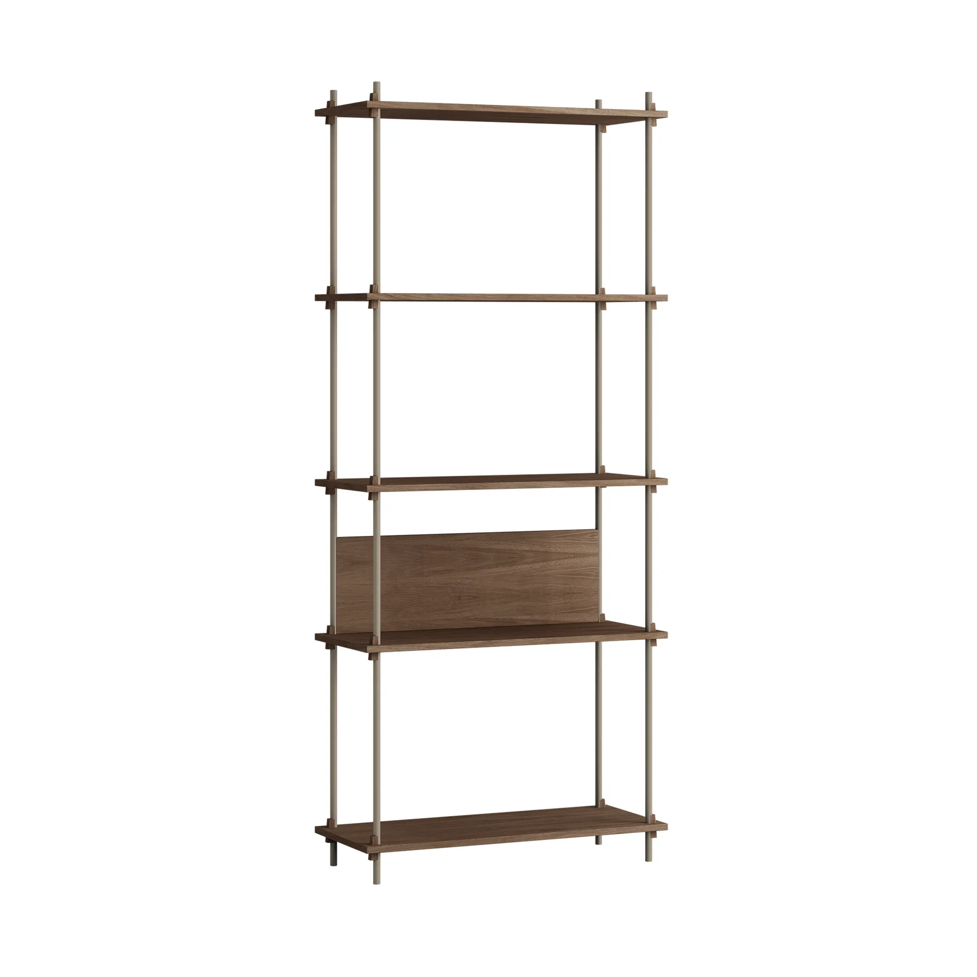 Półka Shelving System Classic, Dąb wędzony-warm grey, 86×200×35 cm, S.200.1.A MOEBE