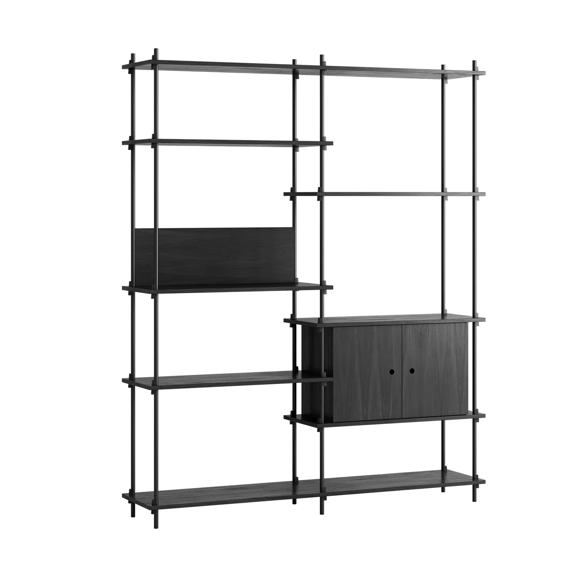 Półka z szafką Shelving System, Black, 163x200x35 cm, S.200.2.C MOEBE