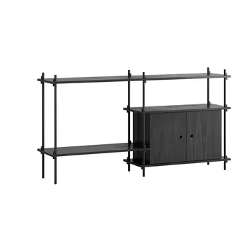 Półka z szafką Shelving System - Black, 163x85x35 cm, S.85.2.C - MOEBE