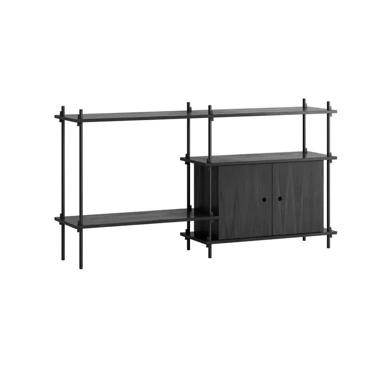 Półka z szafką Shelving System - Black, 163x85x35 cm, S.85.2.C - MOEBE
